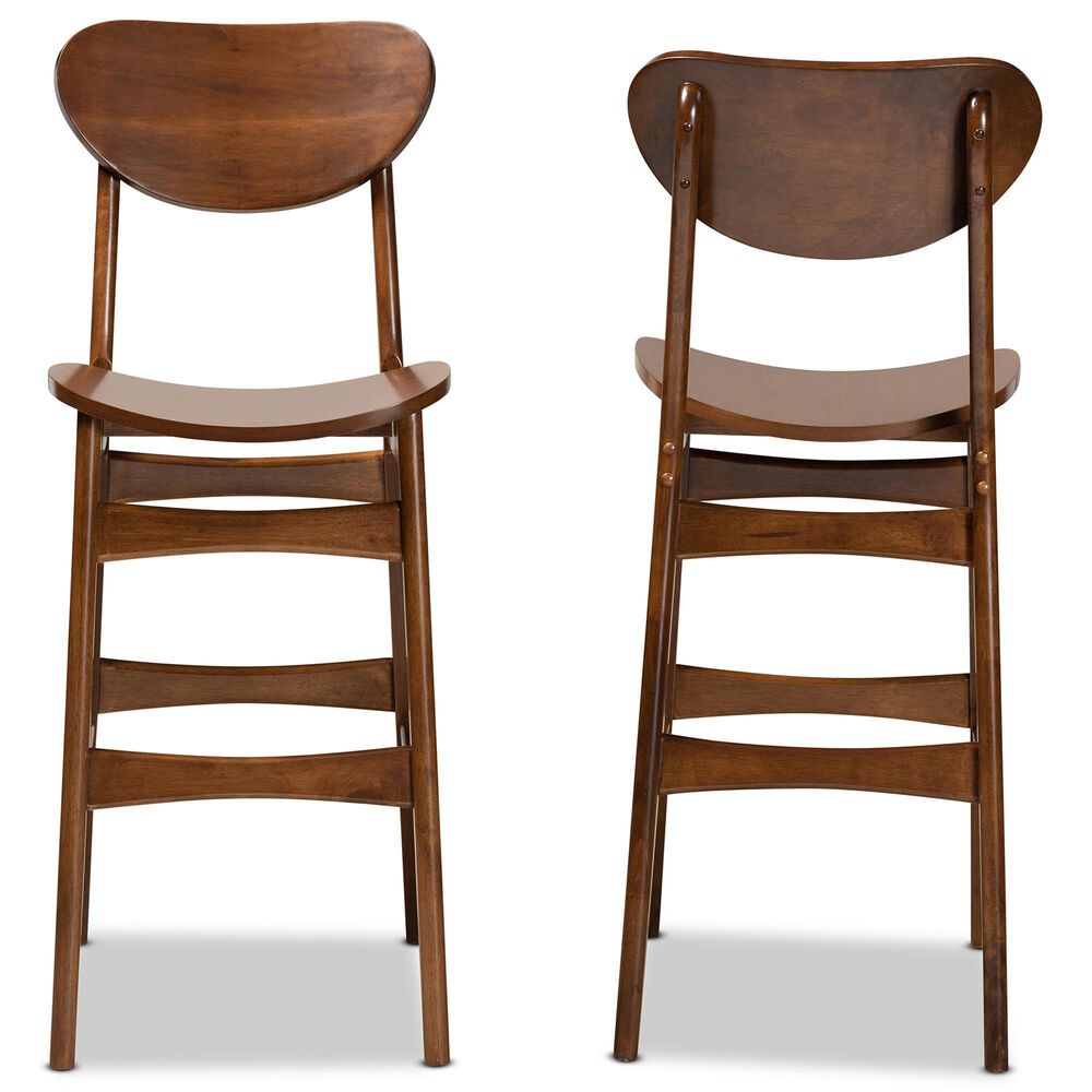 Baxton Studio Katya Bar Stool in Walnut Brown (Set of 2), , large
