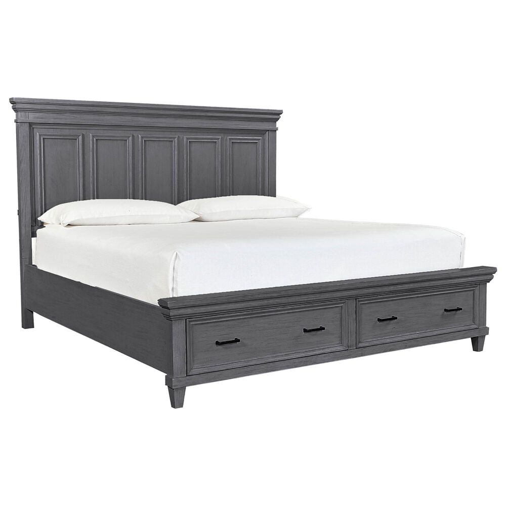 Riva Ridge Caraway King Storage Bed in Aged Slate with Charging ...