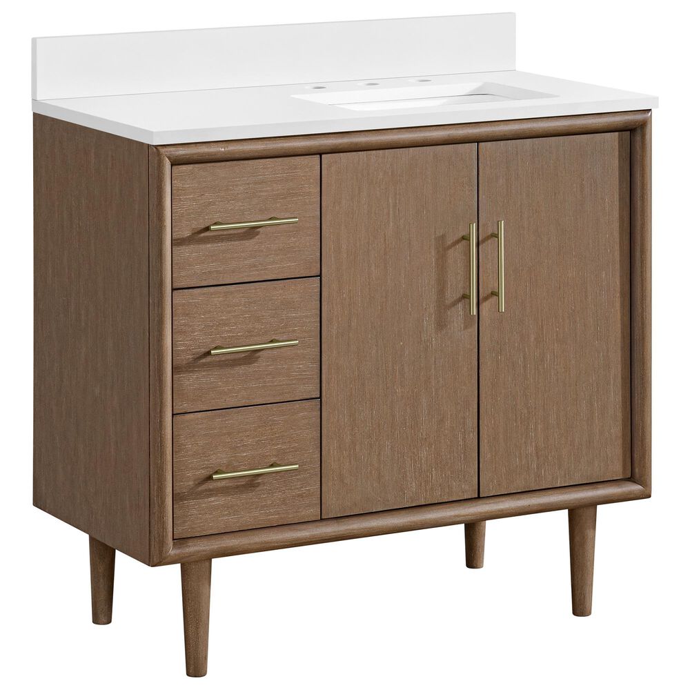 37B Mertola 36" Single Bathroom Vanity Cabinet in Walnut Drift with White Composite Stone Top and Backsplash, , large