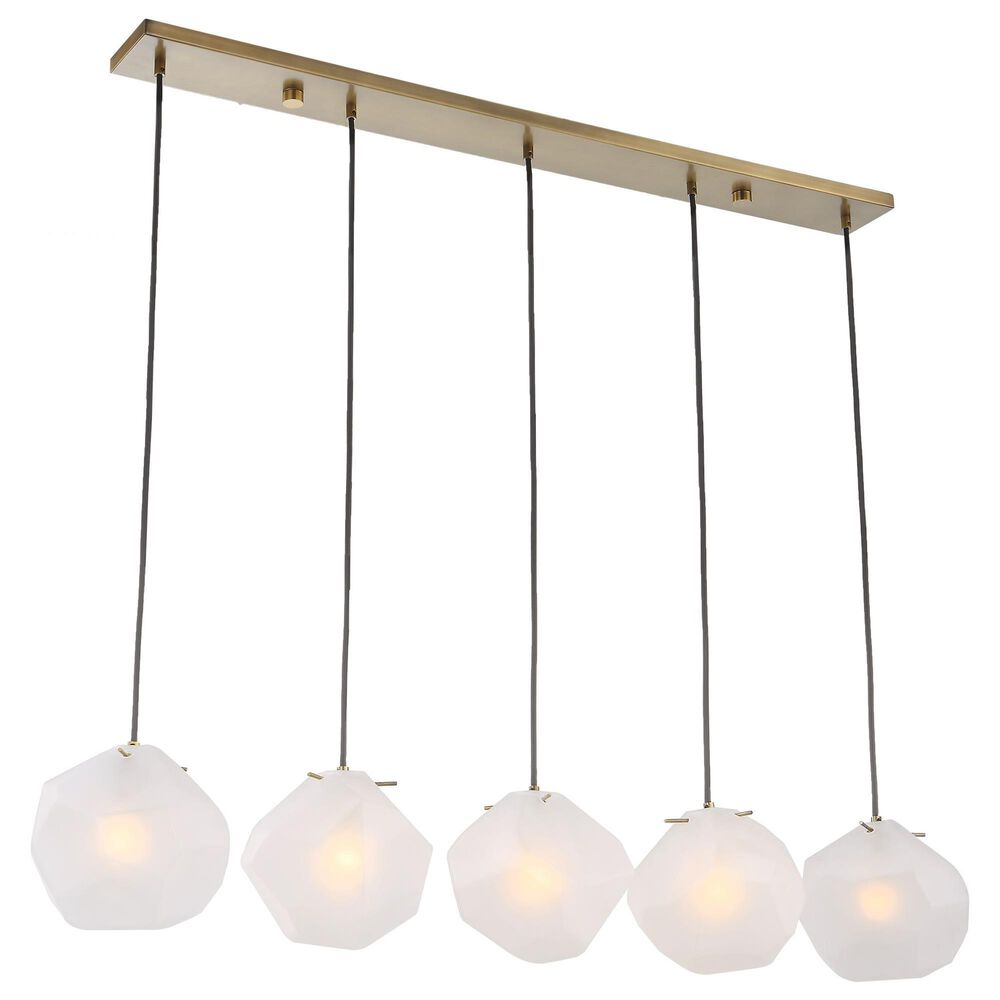 Uttermost Geodesic 5-Light Linear Pendant in Antique Brass and Black, , large
