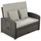 HOMLUX Wicker Rattan Double Chaise Lounge in Grey, , large