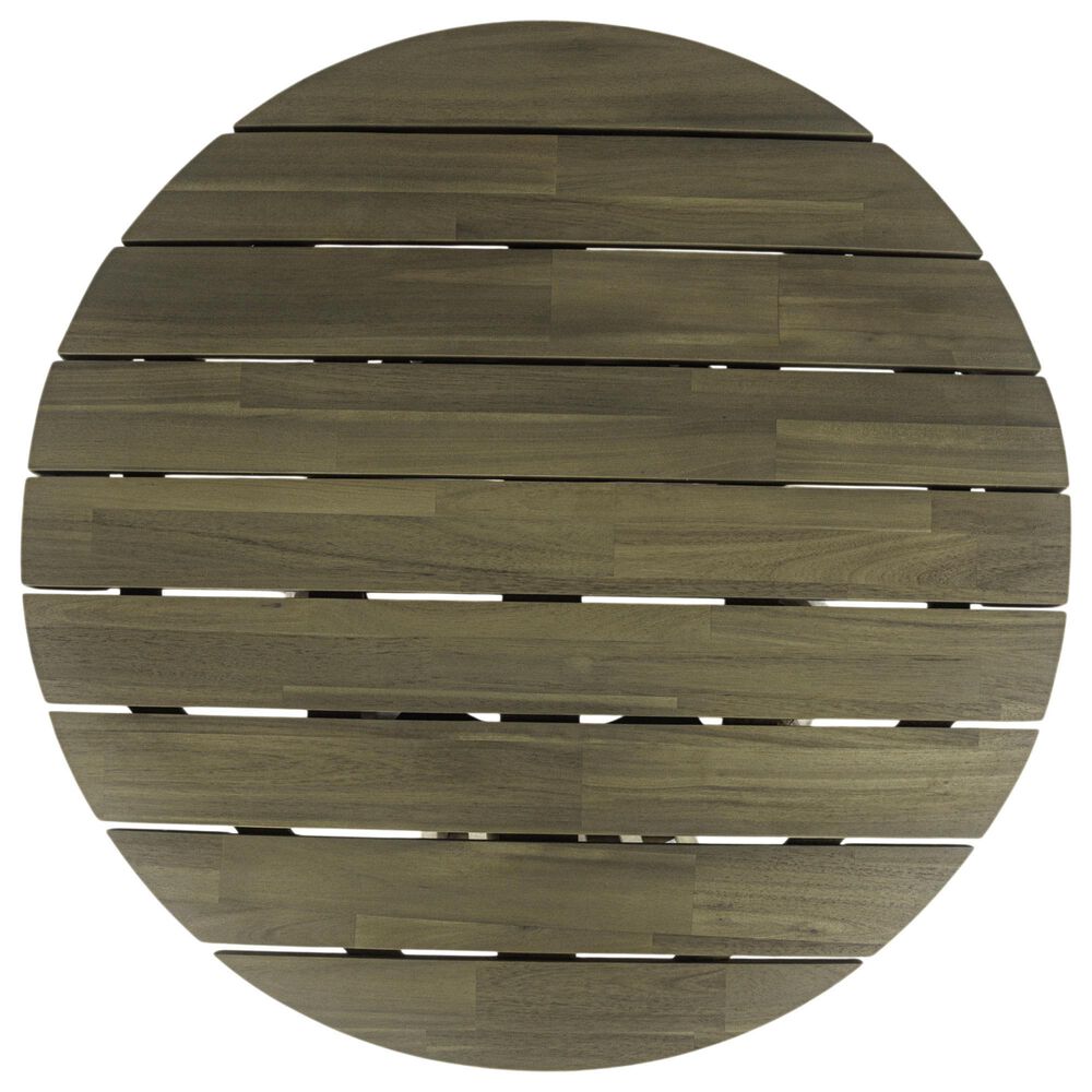 Hearth and Haven Outdoor Round Coffee Table with Slatted Base in Gray, , large