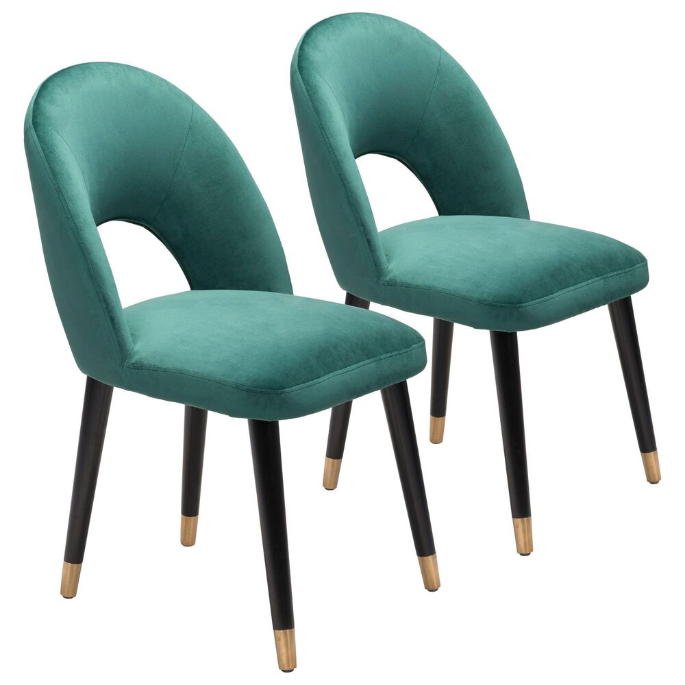 Zuo Modern Miami Dining Chair in Green/Black/Gold (Set of 2), , large