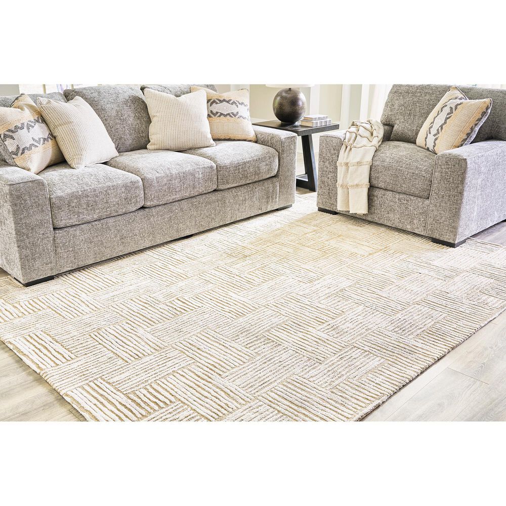 Ashley Adanmund 8&#39; x 10&#39; Beige and Caramel Area Rug, , large