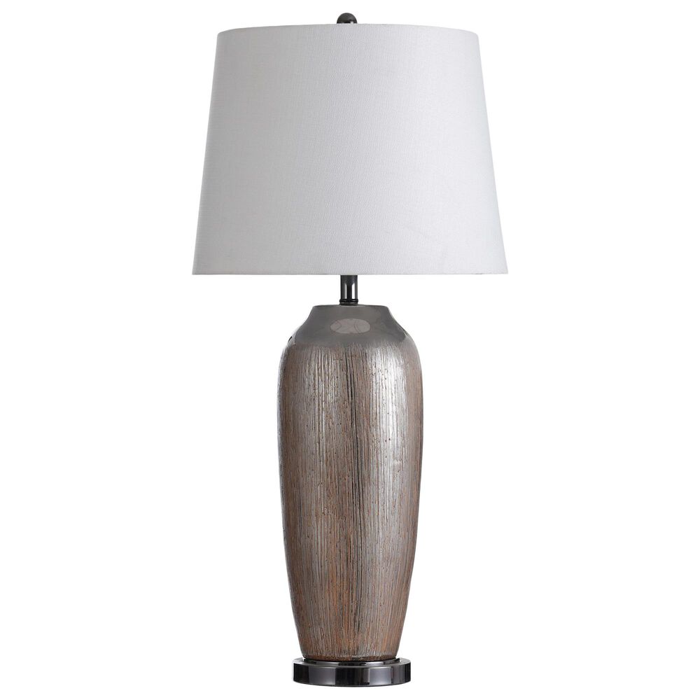 Flair Industries Ceramic Column Table Lamp in Calenzio Silver and Black, , large