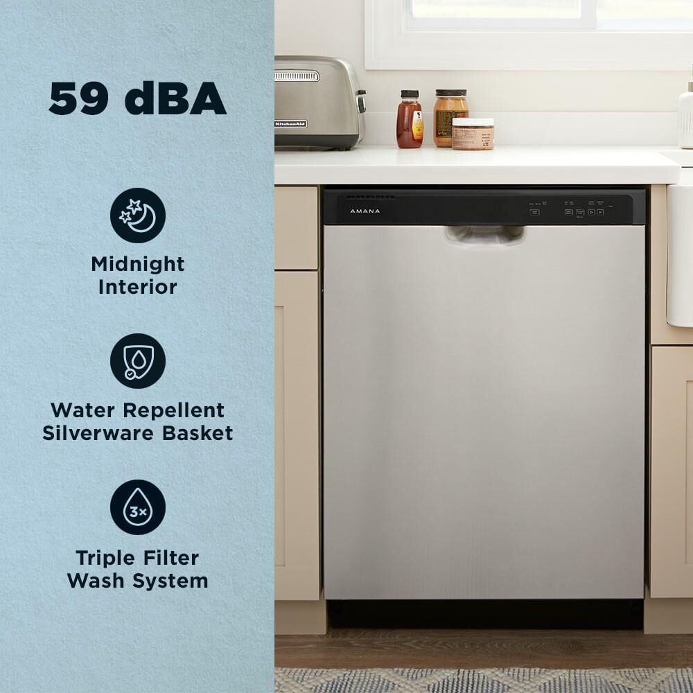 Amana 24&quot; Built-In Dishwasher with Midnight Interior in Stainless Steel, , large