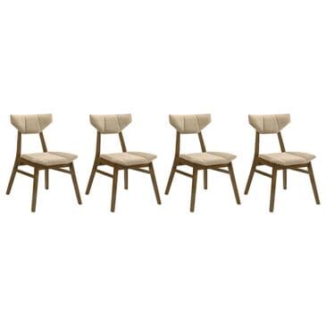 Armen Living Amaris Side Chair with Sand Upholstery in Warm Walnut (Set of 4), , large