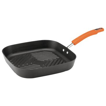 Rachael Ray 11" Square Nonstick Grill Pan in Gray and Orange, , large