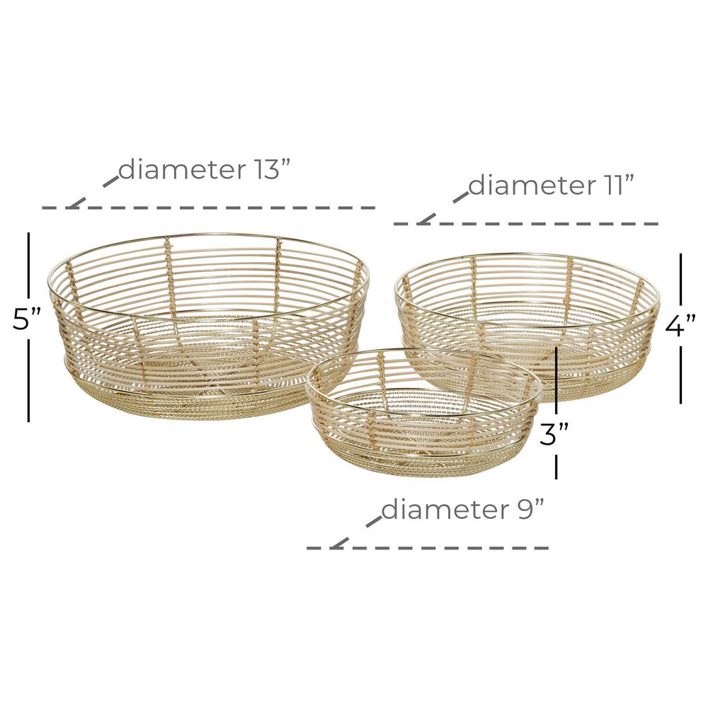 Maple and Jade Contemporary Decorative Bowl in Gold &#40;Set of 3&#41;, , large
