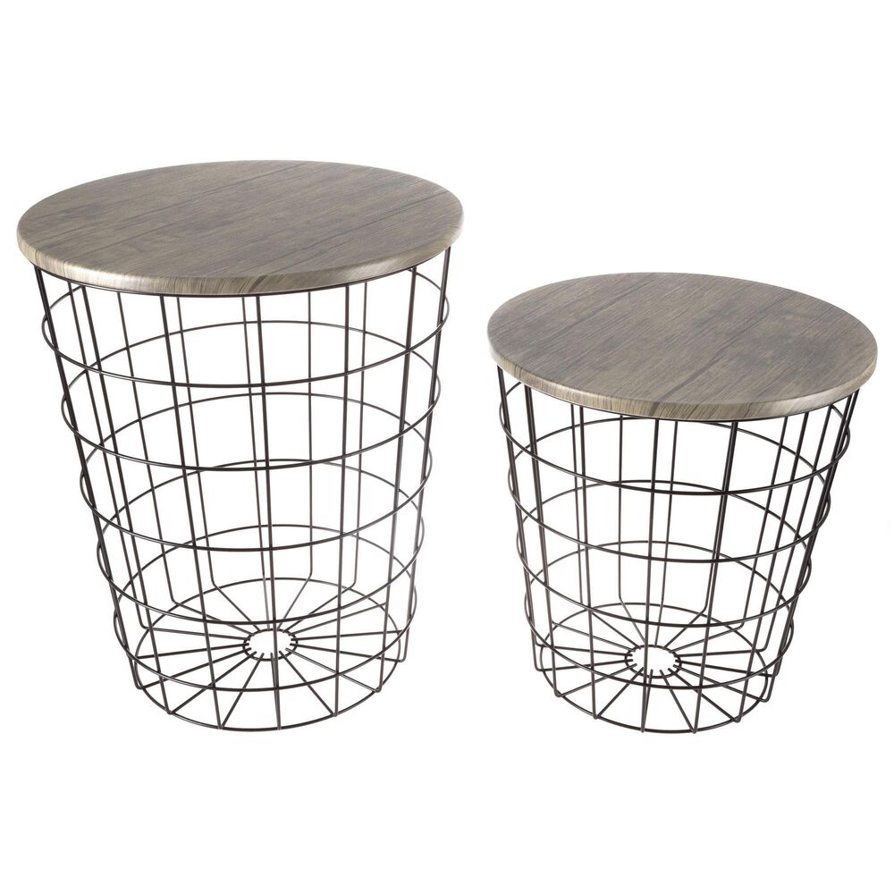 Timberlake Lavish Home 2-Piece Round Nesting Tables in Gray, , large