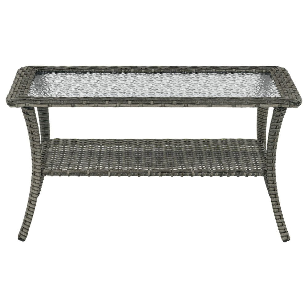 Sunwell Garden Outdoor Coffee Table with Shelf in Gray, , large