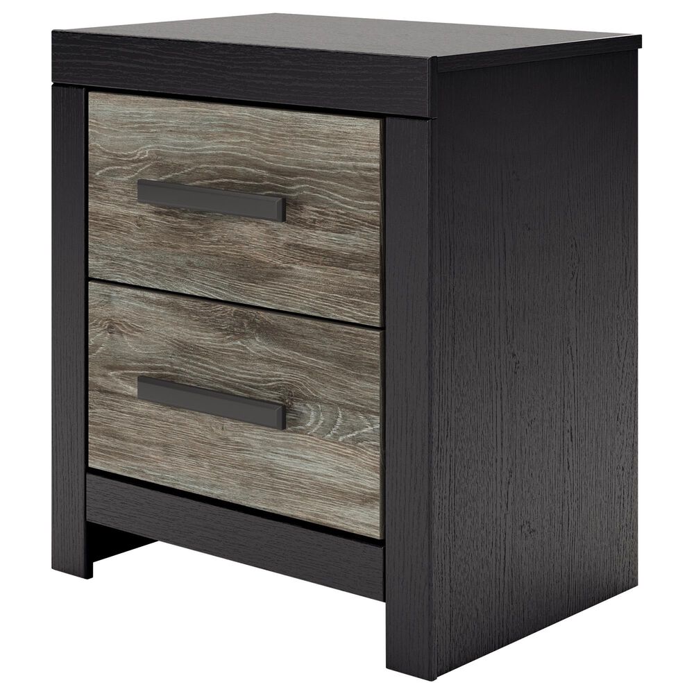 Ashley Broachmyn 2 Drawer Nightstand in Rustic Gray and Matte Black, , large
