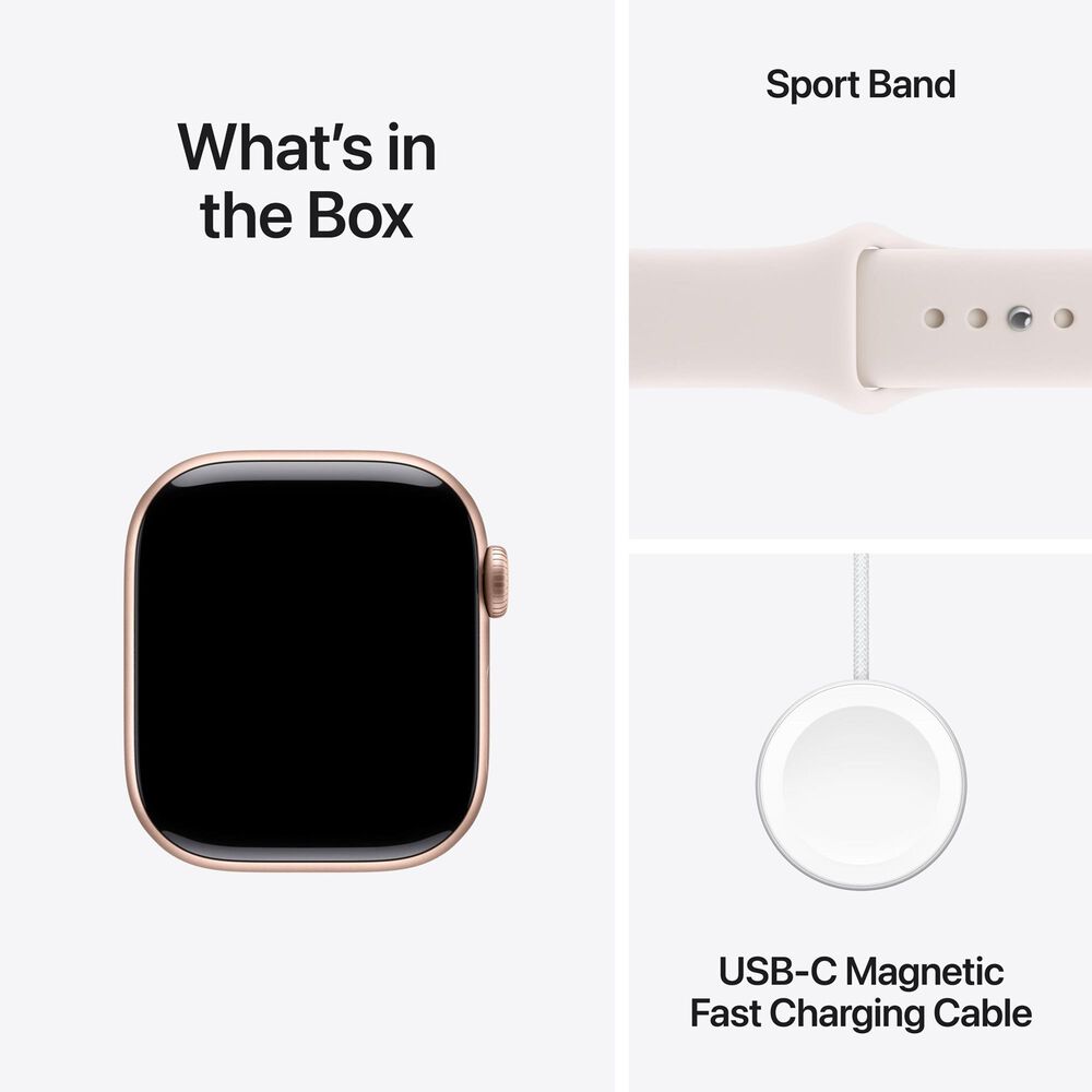 Apple Watch Series 11 (GPS) 46mm Aluminum Case with Light Blush Sport Band - M/L in Rose Gold and 2-Year AppleCare+, , large