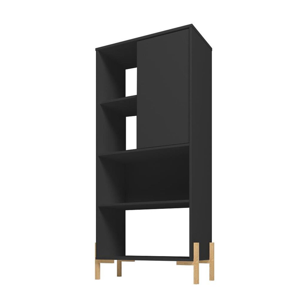 Dayton Bowery 5-Shelf Bookcase in Black/Oak, , large