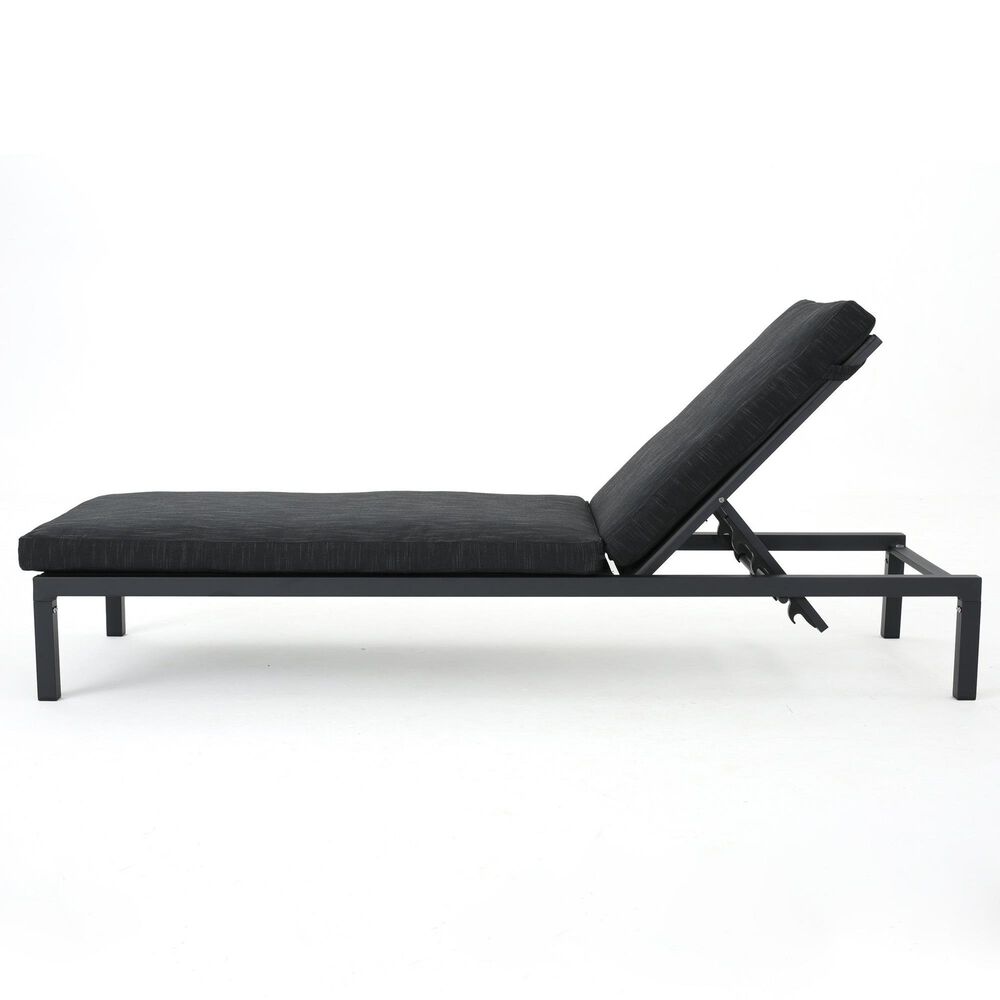 Hearth and Haven Navan Outdoor Foldable and Stackable Chaise Lounge in Dark Grey, , large