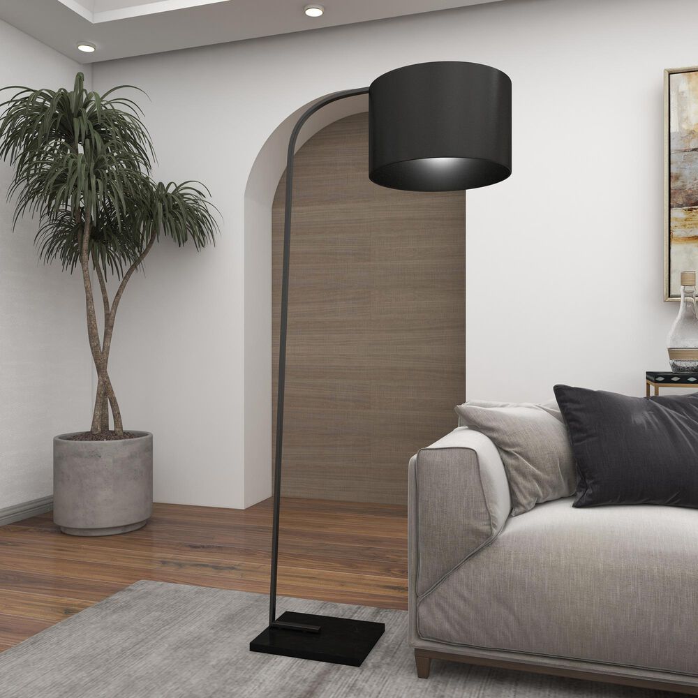 Maple and Jade Industrial Floor Lamp in Black, , large