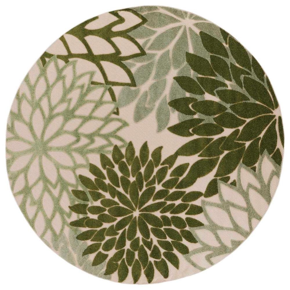 Nourison Aloha ALH05 7"10" Round Ivory and Green Indoor/Outdoor Area Rug, , large