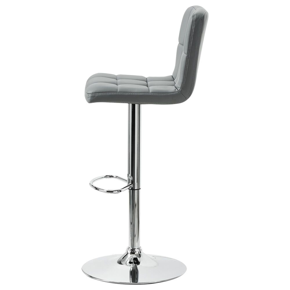 Parkerville Furniture Line Adjustable Quilted Bar Stool with Grey Cushion in Chrome, , large
