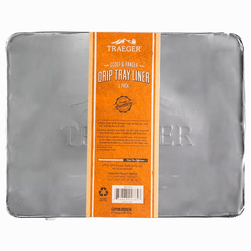 Traeger Grills Drip Tray Liner for Ranger and Scout Grill in Aluminum - Set of 5, , large