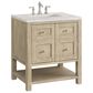 James Martin Vanities Breckenridge 30" Single Vanity in Whitewashed Oak with 3 cm Eternal Jasmine Pearl Quartz Top, , large