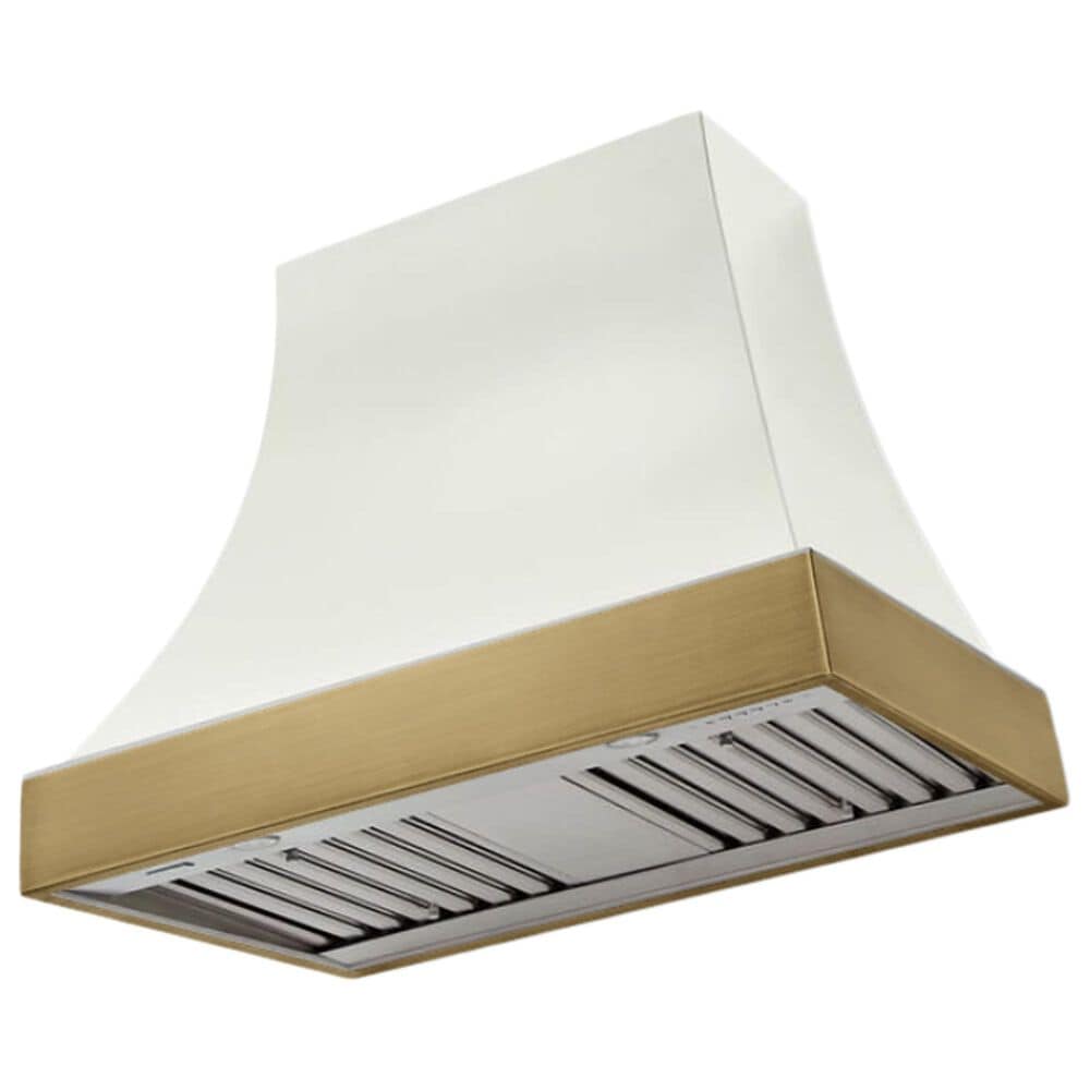 Viking Range Cascade 36" Wall Mount Range Hood in White and Antique Brass, , large