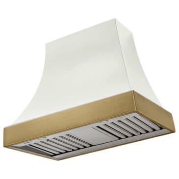 Viking Range Cascade 36" Wall Mount Range Hood in White and Antique Brass, , large