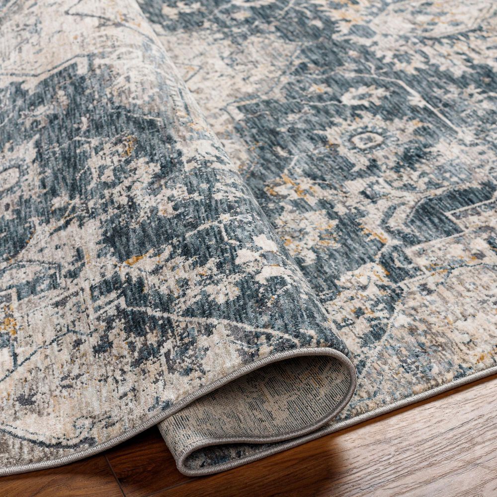 Surya Cardiff CDF-2307 Deep Teal, Blue, Light Gray, Medium Gray, Charcoal and Camel 2' x 2'11" Area Rug, , large