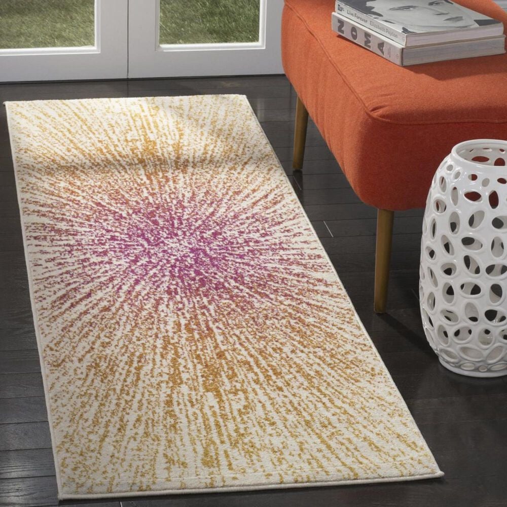 Safavieh Evoke EVK228R 2&#39;2&quot; x 7&#39; Fuchsia and Cream Runner, , large