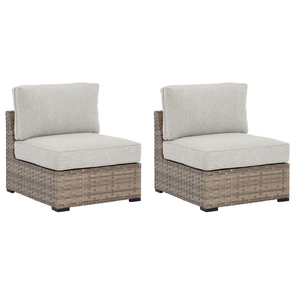 Ashley Calworth Patio Armless Chair in Beige (Set of 2), , large