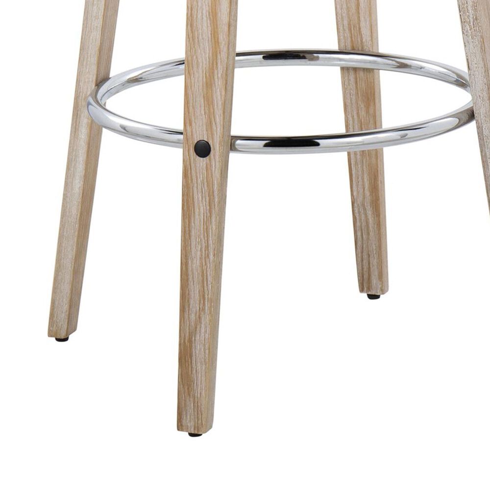 LumiSource Gardenia Swivel Fixed-Height Bar Stool with Cream Faux Leather Upholstery in Chrome and Walnut (Set of 2), , large