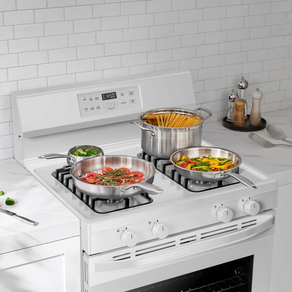 Midea 6.1 Cu. Ft. 4-Burner Freestanding Gas Range with Steam Cleaning in White, , large