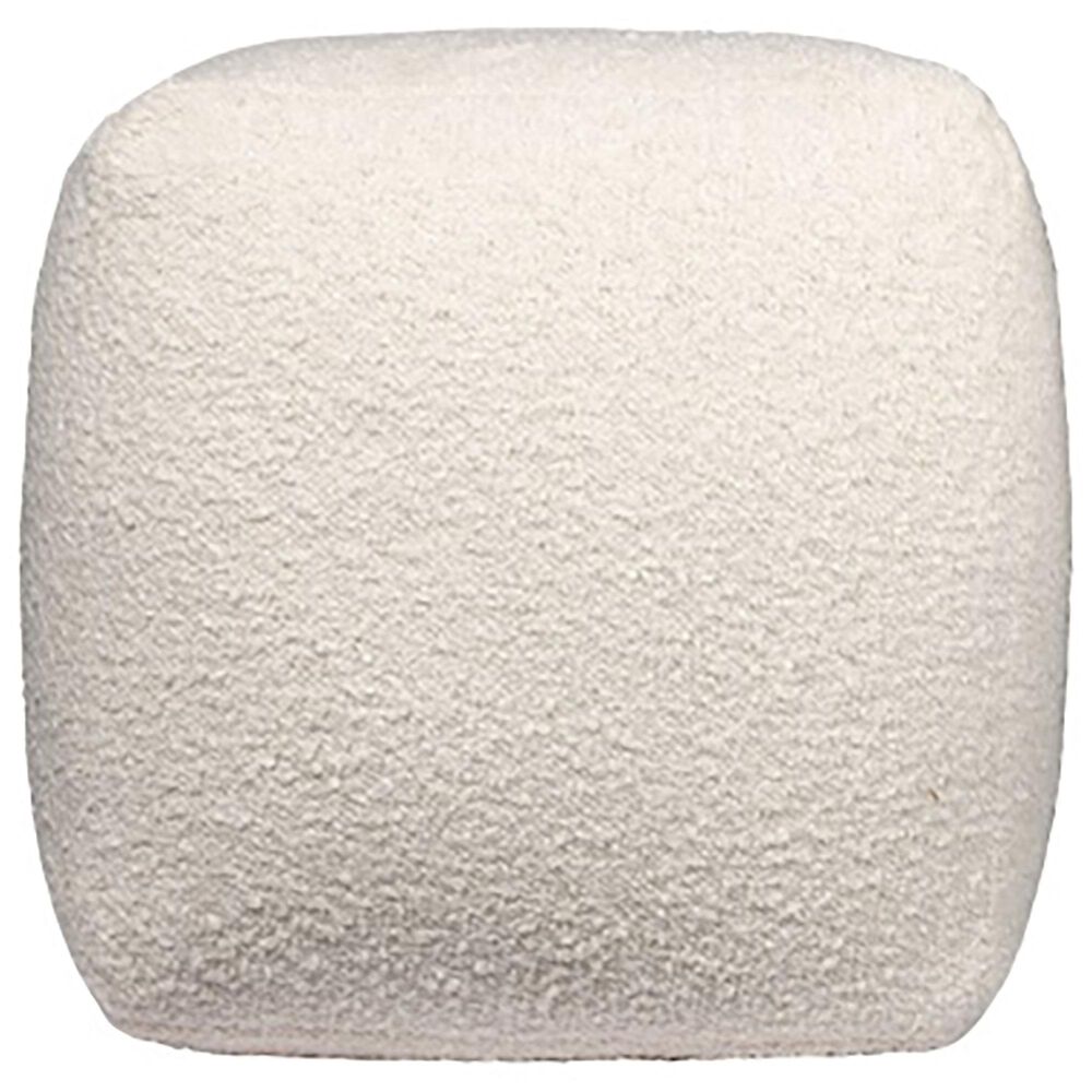 L.R. Home Boucle Ottoman in Ivory, , large