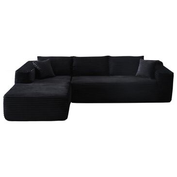 HOMLUX 104" Cloud Sectional Couch Upholstered Modular Sofa with Left L-Shape Chaise, Corduroy Fabric in Black, , large