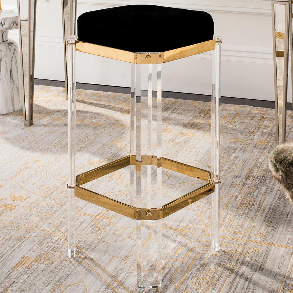 Safavieh Cicely Bar Stool in Black and Gold, , large