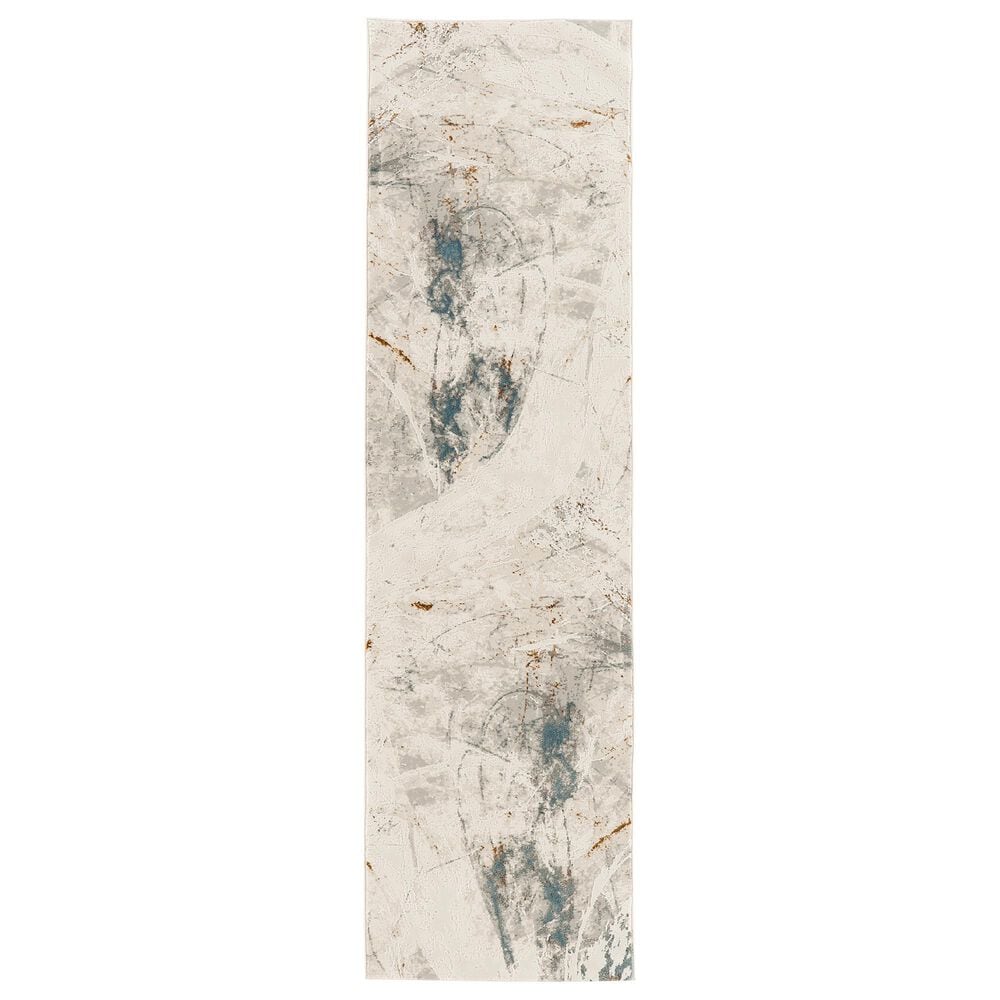 Nourison Desire Ivory, Grey and Blue 2"3" x 7"6" Runner, , large