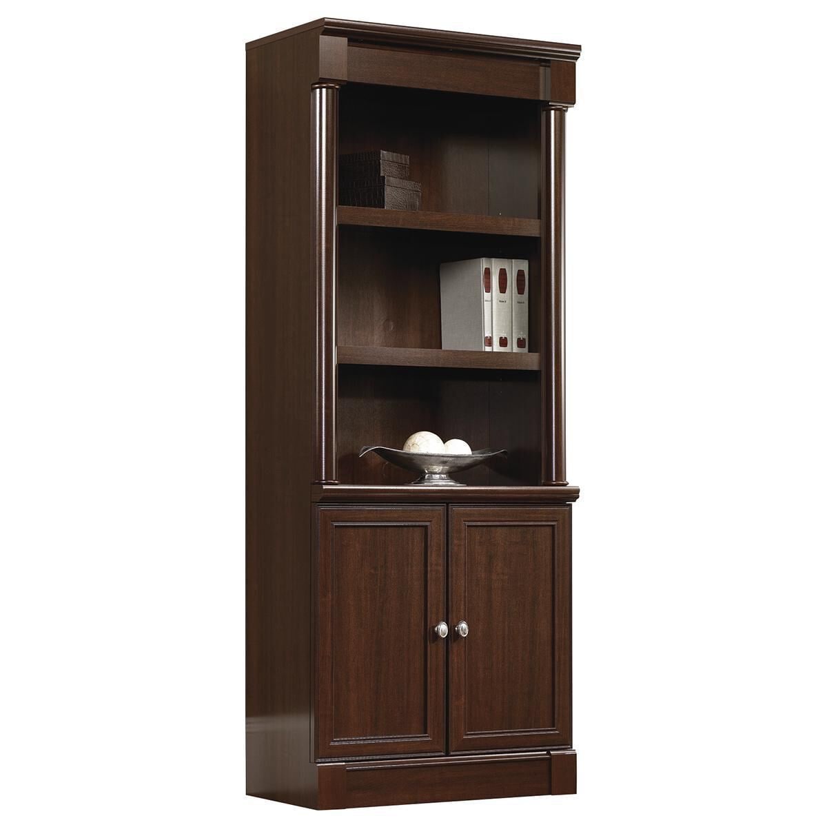 Sauder Palladia Library with Doors in Select Cherry