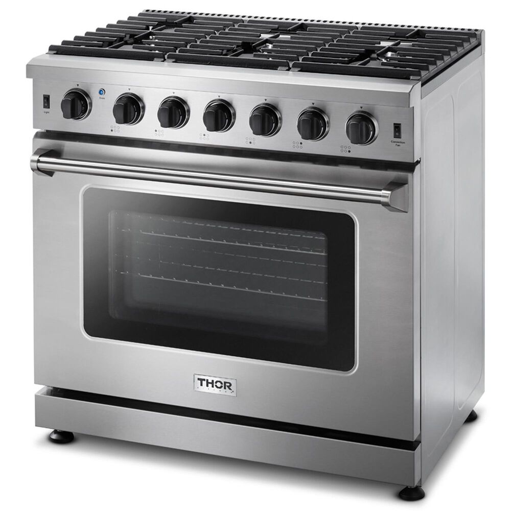 Thor Kitchen 36&quot; Freestanding Professional Liquid Propane Range with Storage Drawer in Stainless Steel, , large