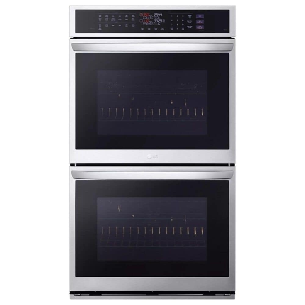 LG 2-Piece Kitchen Package with 9.4 Cu. Ft. Double Wall Oven and 36&quot; Electric Cooktop in Print Proof Stainless Steel and Black, , large