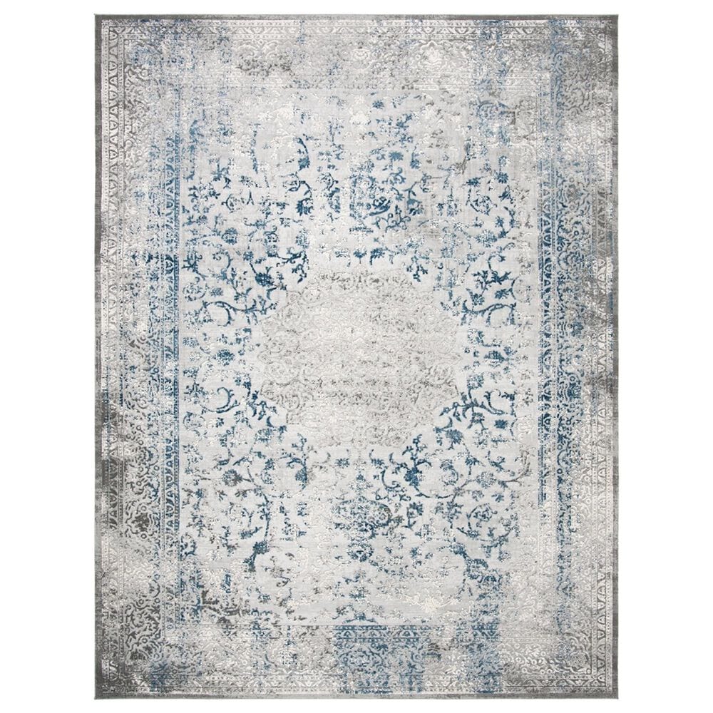 Safavieh Invista Traditional 9" x 12" Grey and Blue Area Rug, , large