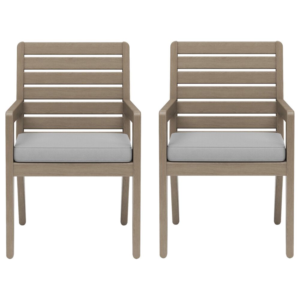 Homestyles Sustain Patio Dining Chair with Gray Cushion in Stain Brown &#40;Set of 2&#41;, , large