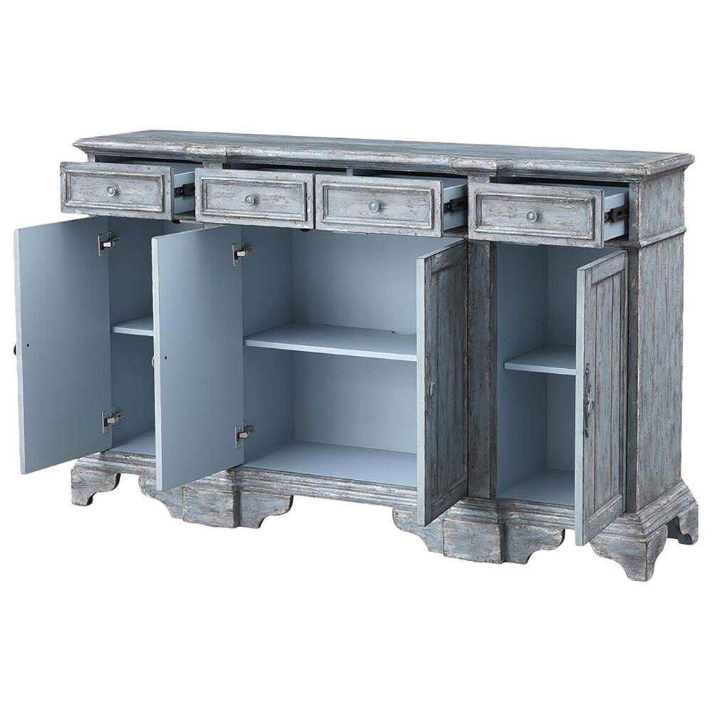 Shell Island Furniture 68&quot; 4-Drawer 4-Door Media Credenza in Bethany Aged Blue, , large