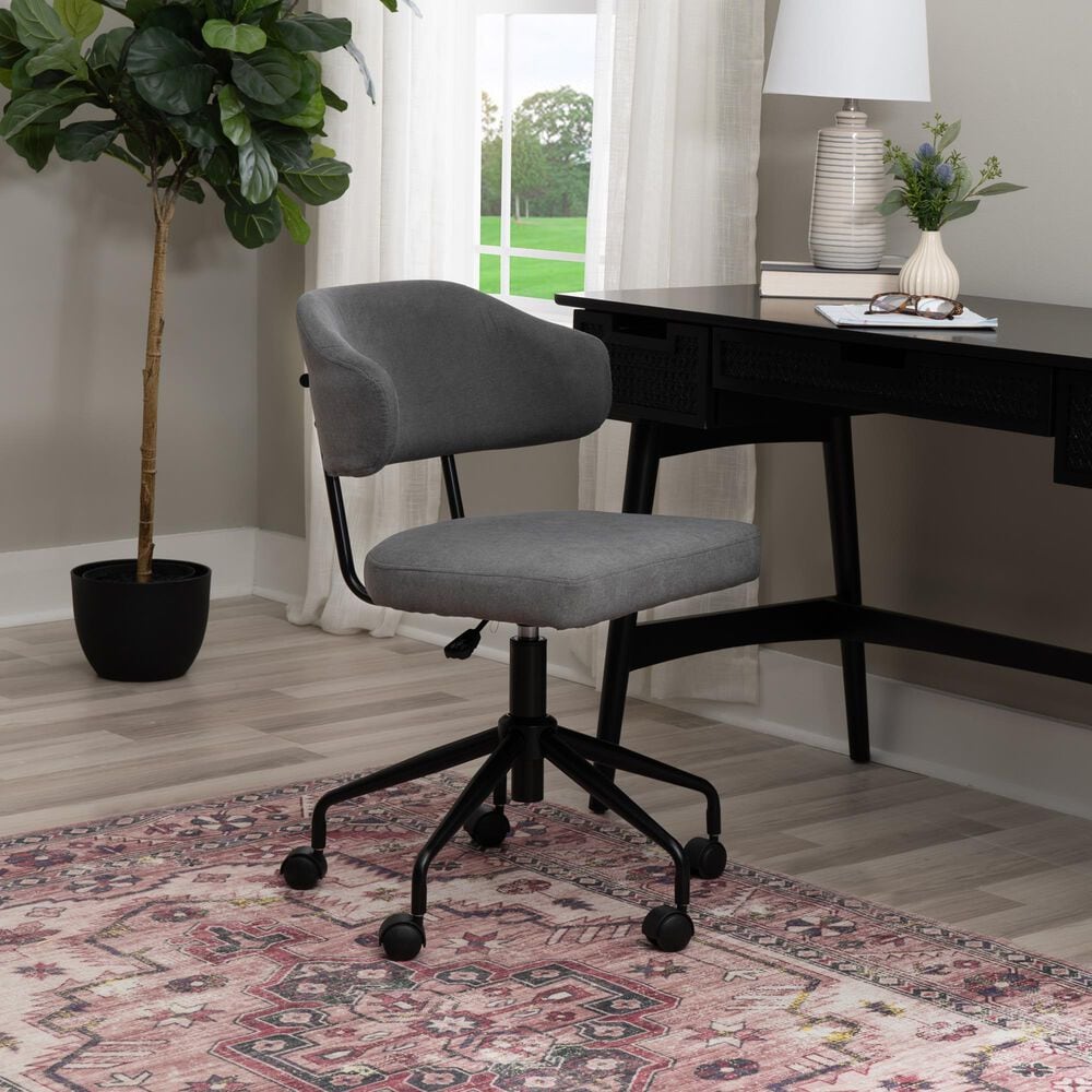 Linon Home Decor Tristan Swivel Office Chair in Black, , large