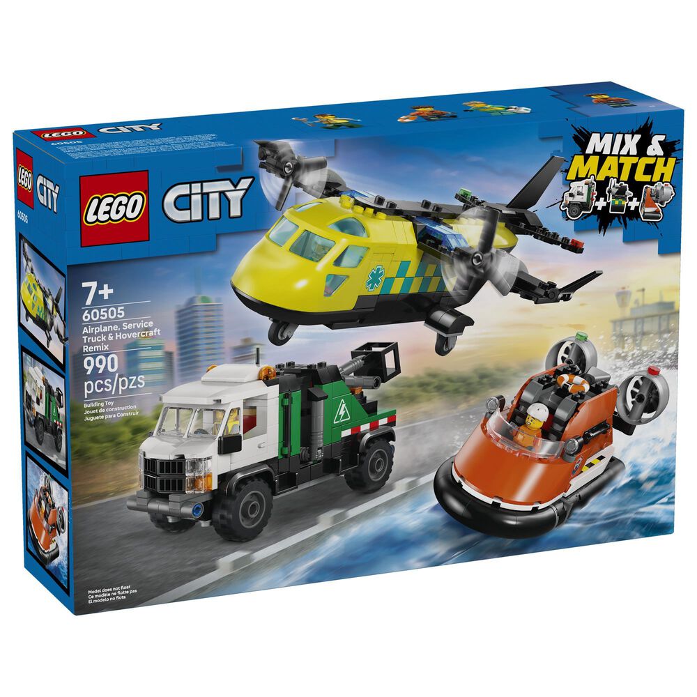 LEGO City Airplane, Service Truck and Hovercraft Remix Building Set, , large