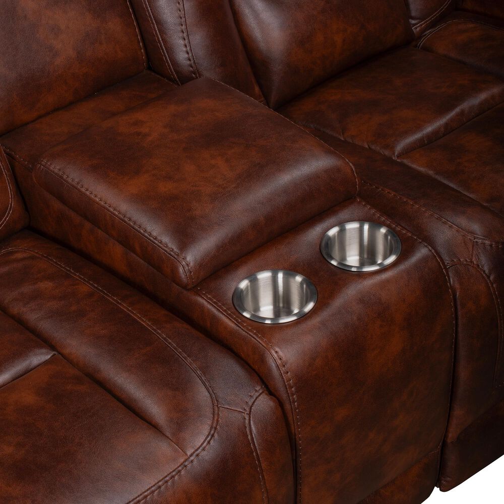 New Heritage Design Chester Power Reclining Loveseat in Brown, , large