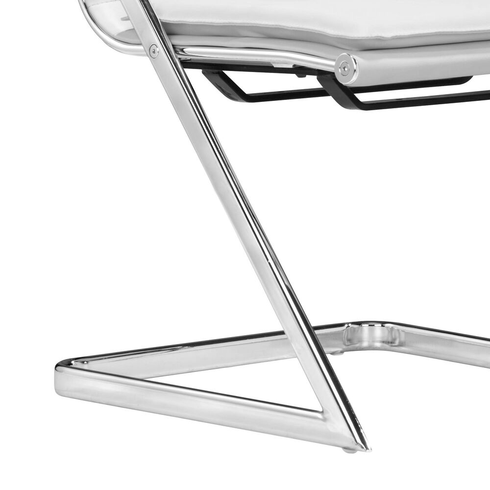 Zuo Modern Lider Plus Conference Chair in White and Silver &#40;Set of 2&#41;, , large