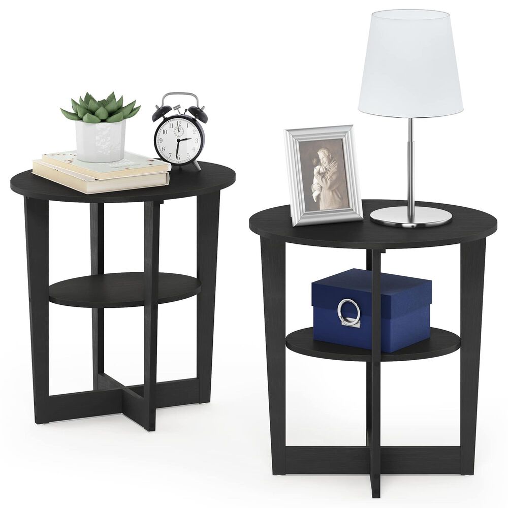 HOMLUX Jaya Oval End Table in Walnut (Set of 2), , large