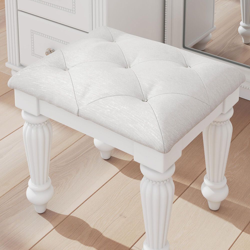 Ashley Kozlani 3-Piece Vanity Cabinet Set with Mirror and Stool in Matte White, , large