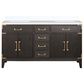 Lexora Home Laurel 60" Double Bathroom Vanity in Brown Oak with White Quartz Top and Rectangular Sinks, , large