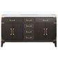 Lexora Home Laurel 60" Double Bathroom Vanity in Brown Oak with White Quartz Top and Rectangular Sinks, , large
