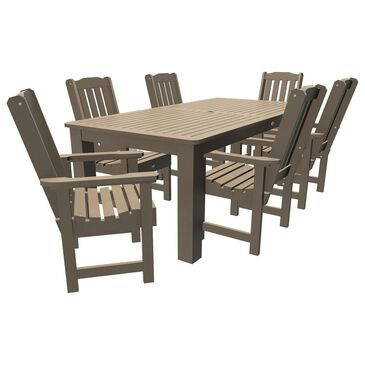 Highwood USA Lehigh 7-Piece 84" Rectangular Patio Dining Set in Woodland Brown, , large